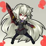  aq_interactive arcana_heart arcana_heart_3 atlus chibi examu long_hair lowres open_mouth pantyhose red_eyes skirt sword weapon weiss 