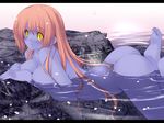  ass barefoot blue_skin blush breasts dead_or_alive iizuki_tasuku kasumi_(doa) large_breasts long_hair nude soles solo third-party_edit toe_scrunch toes water yellow_eyes 