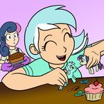  bon_bon_(mlp) bonbon_(mlp) clothed clothing cupcake cute doll equine female food friendship_is_magic gloves horse human humanized lyra_(mlp) lyra_heartstrings_(mlp) mammal mlp_anthro my_little_pony playing playing_with_yourself pony potholder smile square_crossover toy unknown_artist 