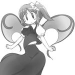  bow daiyousei greyscale hair_bow lowres monochrome short_hair side_ponytail solo sotto touhou wings 