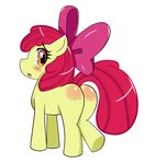  applebloom_(mlp) blush bow butt cub cute equine female feral friendship_is_magic hair horse mammal my_little_pony plain_background pony red red_hair solo sssonic2 white_background young 