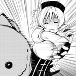  :3 :d ^_^ closed_eyes greyscale kamata_yuuya kyubey mahou_shoujo_madoka_magica monochrome open_mouth slapping smile tomoe_mami 