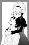  108_(ginyirokoubou) couple darker_than_black hei hug hug_from_behind monochrome smile yin 