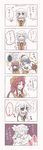  absurdres alternate_costume bat_wings blue_hair blush braid brown_dress brown_eyes child closed_eyes comic dress hat highres hong_meiling hug izayoi_sakuya multiple_girls open_mouth partially_translated patchouli_knowledge purple_hair red_hair remilia_scarlet silver_hair smile touhou translation_request twin_braids wings younger yuuta_(monochrome) 