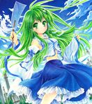  biglove frog gohei green_hair hair_ornament highres kochiya_sanae long_hair snake solo touhou 