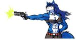  abs action_pose alpha_channel animated anthro biceps big_breasts blue blue_fur blue_hair breasts canine female fur hair hopey long_hair magnum mammal muscles muscular_female plain_background pose red_eyes solo standing tail transparent_background unknown_artist weapon wolf wolfess 