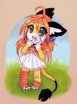  child cute female luna777 moondog open_mouth solo sticking_plaster taratsu_(character) young 