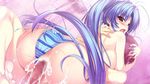  1boy 1girl ass bath blue_hair blush breasts censored cum cum_in_pussy cum_inside female hug indoors kamikaze_explorer kamikaze_explorer! large_breasts long_hair male mixed_bathing okihara_kotoha open_mouth oshiki_hitoshi penis sex 