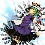  azya bad_id bad_pixiv_id black_legwear green_eyes green_hair hat highres rod_of_remorse shiki_eiki short_hair skirt solo thighhighs touhou 