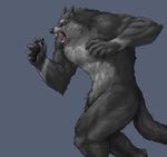  anthro biceps blue_eyes canine captainjohkid chest_tuft claws fangs fur johkid male mammal muscles nude open_mouth pecs pose solo teeth tuft wolf 