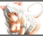  animal_ears ao_usagi breasts cleavage fictional_persona large_breasts letterboxed long_hair mouse_ears mouse_tail original red_eyes self-portrait shiro_nezumi solo tail 