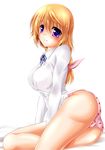  ass bad_id bad_pixiv_id blonde_hair charlotte_dunois infinite_stratos long_hair panties ponytail purple_eyes sakurajousui_neko solo underwear 