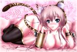  animal_ears bad_id bad_pixiv_id black_legwear blue_eyes blush breasts censored cum cum_on_body cum_on_breasts cum_on_lower_body cum_on_upper_body fake_animal_ears large_breasts long_hair megurine_luka nipples nohoho_(kakikonchi) pink_hair solo tail thighhighs tongue very_long_hair vocaloid 