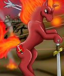  airplane apocalypse_pony blood cutie_mark dagger equine fire horse jet low_res male mammal my_little_pony pony skull soldier sword tank unknown_artist war weapon 