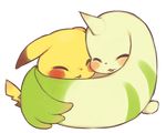  crossover digimon ears gen_1_pokemon horn hug kiwiesrulexd no_humans pikachu pokemon pokemon_(creature) tail terriermon transparent_background 