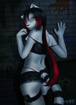  clothed clothing feline female hair legwear long_hair looking_at_viewer looking_back mammal ponytail red_eyes seductive skimpy solo standing statik stockings tabi tabi_(tobiwanz) 