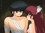  black_hair blue_eyes bow brown_hair kj_(artist) kuonji_ukyou ranma-kun ranma_1/2 saotome_ranma 