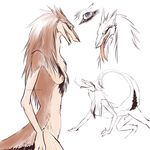  breasts female gayscream nipples plain_background prehensile_clitoral_hood sergal tail tongue white_background 