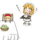  blonde bow food fork knife medoi nijiura_maids shinku tagme 