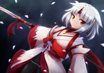  detached_sleeves japanese_clothes negija original pantyhose red_eyes short_hair solo weapon white_hair 