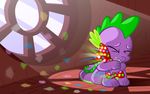  bow cub dragon friendship_is_magic gem gems male my_little_pony purple_scales sad scalie solo spike_(mlp) tear tears window windows young 