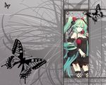  green_hair hatsune_miku high_res knee_socks tagme twin_tails vocaloid wallpaper 