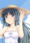  blue_eyes blush cloud day gokou_ruri hat highres long_hair mole mole_under_eye mushi024 no_bra open_mouth ore_no_imouto_ga_konna_ni_kawaii_wake_ga_nai solo 