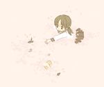  brown_eyes brown_hair cherry_blossoms falling lying multiple_girls original petals school_uniform short_hair yukke 