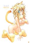  amaori_tatsuki breast_hold catgirl nekomimi nopan oppai tail thighhighs 