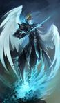  angel_wings armor bad_deviantart_id bad_id blonde_hair blue blue_eyes blue_fire coldfire fire gerald_tarrant male_focus sandara solo sword weapon wings 