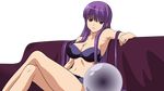  absurdres bra breasts cleavage etou_fujiko highres ichiban_ushiro_no_daimaou large_breasts legs_crossed lingerie long_hair navel pantsu purple_eyes purple_hair sitting transparent_png underwear vector_trace 