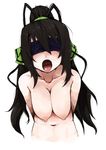  arms_behind_back black_hair blindfold breasts clavicle infinite_stratos large_breasts long_hair navel nude open_mouth oppai shinonono_houki solo 