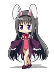  :&lt; akemi_homura animal_ears bad_id bad_pixiv_id bare_legs black_hair blush_stickers bunny_ears bunnysuit cosplay fake_animal_ears hairband ingrid_sorveig_sorgrims ingrid_sorveig_sorgrims_(cosplay) jitome legs leotard long_hair lotte_no_omocha! mahou_shoujo_madoka_magica pink_leotard purple_eyes ribbon saitou_chiwa seiyuu_connection shishamo_(scholacco) sleeves_past_wrists solo 