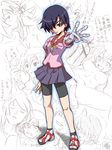  bakemonogatari black_hair kanbaru_suruga school_uniform spats 