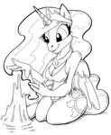  alicorn anthro black_and_white cleavage crown equine female friendship_is_magic horns horse monochrome my_little_pony pegacorn pony princess_celestia_(mlp) rezzec sand 