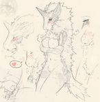  breasts cum equine female greyscale horn horns kirin mammal mane mirapony monochrome monster_hunter nipples nude open_mouth oral plain_background pussy sketch spot_color sweat video_games white_background 