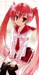  1911 45cal aria_the_scarlet_ammo kanzaki_h_aria loli looking_at_viewer pink_hair red_eyes school_uniform tagme twin_tail zettai_ryouiki 