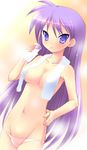  breasts hiiragi_kagami lowleg lowleg_panties lucky_star medium_breasts milk panties purple_hair solo topless towel underwear wet yukizuki_chikuba 