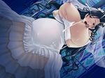  areolae bare_shoulders black_eyes black_hair breast_squeeze breasts bridal_veil church gloves hair_ornament huge_breasts lactation long_hair milk milk_squirt milking necklace nipple_ring oppai outie pearls pierced_nipples pregnant sweat veil wedding_dress white_gloves 