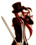  gyl hat long_hair male red_hair sword top_hat trap will_o_wisp yellow_eyes 