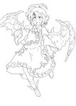  greyscale lineart looking_at_viewer monochrome mystia_lorelei short_hair smile solo touhou wings yudepii 