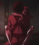  1girl afro_samurai animated animated_gif bottomless eyes_closed gif held_up interracial lipstick makeup moaning piercing red_hair sex short_hair standing_sex takashi_okazaki thighhighs vaginal 