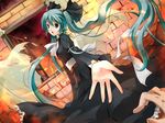  green_hair hatsune_miku high_res knee_socks tagme twin_tails vocaloid wallpaper 