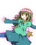  brown_eyes clannad dress green_hair head_wreath ibuki_fuuko iwon long_hair pantyhose solo starfish 