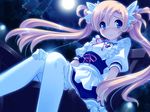  blonde_hair blush chime_milhawks full_moon game_cg gloves long_hair moon night primary_~magical_trouble_scramble~ sitting solo thighhighs tsurugi_hagane twintails white_legwear 