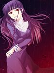  akiha_(ominaeshi) asagami_fujino bad_id bad_pixiv_id bangs blunt_bangs gradient_hair highres kara_no_kyoukai long_hair multicolored_hair purple purple_hair red red_eyes red_hair school_uniform solo tears 