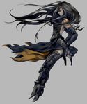  armor backless_outfit bare_shoulders black_hair boots bridal_gauntlets castlevania castlevania:_order_of_ecclesia dress full_body high_heels legs long_hair shanoa shoes simple_background solo tattoo thigh_boots thighhighs thighs wanyuwa zettai_ryouiki 
