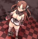  boots bows braids brown_eyes hoshina_tomoko megane nipples oppai puddle ribbons tagme thighhighs tiles to_heart twin_tails urine vagina 