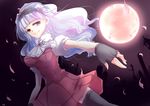  fang highres idolmaster idolmaster_(classic) idolmaster_2 moon my_dear_vampire petals shijou_takane solo thighhighs yurine zettai_ryouiki 