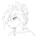  bust canine clothing ear_piercing facial_piercing fox hair hoodie lip_piercing male mammal monochrome piercing plain_background short_hair sketch smile sneakerfox solo white_background 